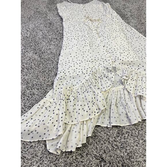 Rails Frida Speckled Dot High-Low Midi Slip Dress, Womens M, White/Black Ruffles - Picture 7 of 16
